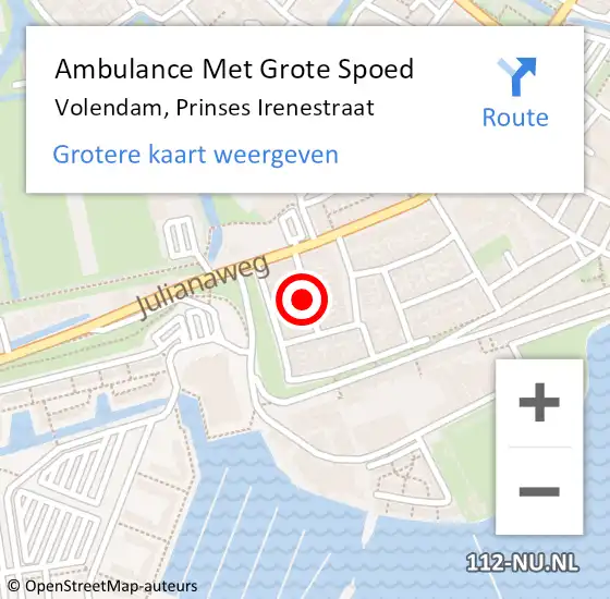 Locatie op kaart van de 112 melding: Ambulance Met Grote Spoed Naar Volendam, Prinses Irenestraat op 14 november 2021 10:20