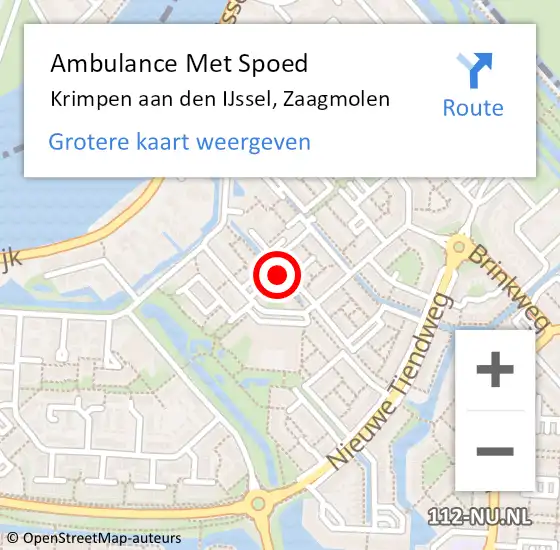 Locatie op kaart van de 112 melding: Ambulance Met Spoed Naar Krimpen aan den IJssel, Zaagmolen op 14 november 2021 10:26