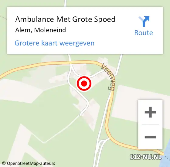 Locatie op kaart van de 112 melding: Ambulance Met Grote Spoed Naar Alem, Moleneind op 14 november 2021 10:45