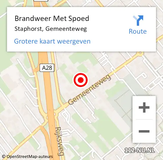 Locatie op kaart van de 112 melding: Brandweer Met Spoed Naar Staphorst, Gemeenteweg op 14 november 2021 10:56