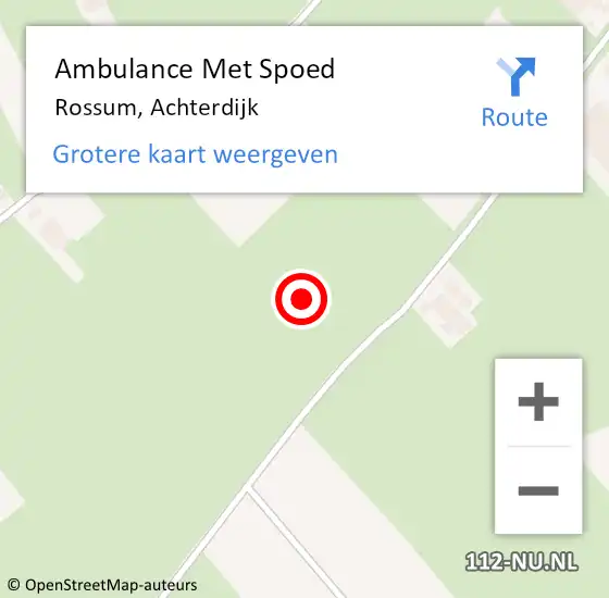 Locatie op kaart van de 112 melding: Ambulance Met Spoed Naar Rossum, Achterdijk op 14 november 2021 11:03