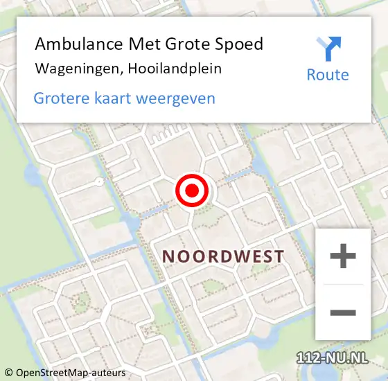 Locatie op kaart van de 112 melding: Ambulance Met Grote Spoed Naar Wageningen, Hooilandplein op 14 november 2021 11:33