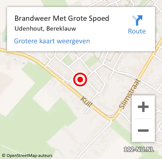 Locatie op kaart van de 112 melding: Brandweer Met Grote Spoed Naar Udenhout, Bereklauw op 14 november 2021 11:45