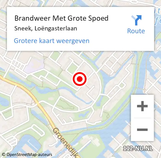 Locatie op kaart van de 112 melding: Brandweer Met Grote Spoed Naar Sneek, Loëngasterlaan op 14 november 2021 11:54