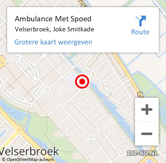 Locatie op kaart van de 112 melding: Ambulance Met Spoed Naar Velserbroek, Joke Smitkade op 14 november 2021 11:57