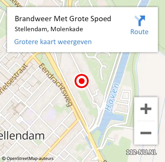 Locatie op kaart van de 112 melding: Brandweer Met Grote Spoed Naar Stellendam, Molenkade op 14 november 2021 12:39