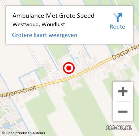 Locatie op kaart van de 112 melding: Ambulance Met Grote Spoed Naar Westwoud, Woudlust op 14 november 2021 13:34