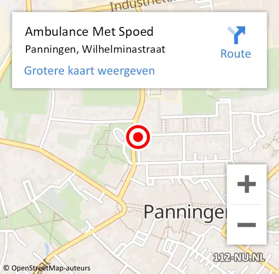 Locatie op kaart van de 112 melding: Ambulance Met Spoed Naar Panningen, Wilhelminastraat op 14 november 2021 13:44