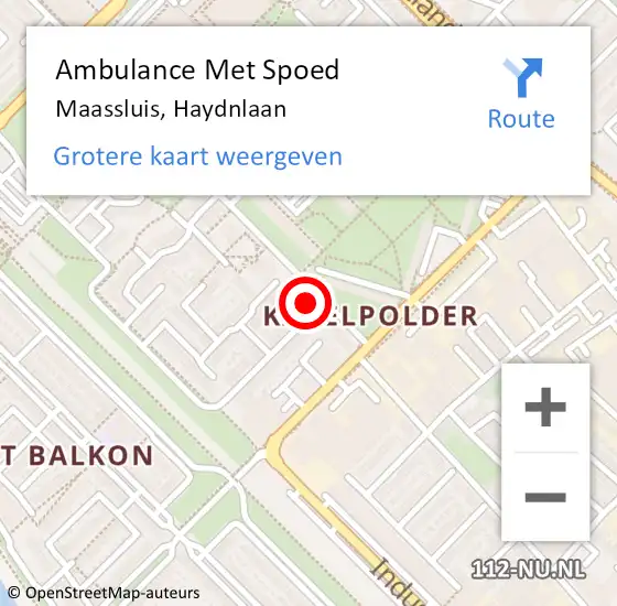 Locatie op kaart van de 112 melding: Ambulance Met Spoed Naar Maassluis, Haydnlaan op 14 november 2021 13:46