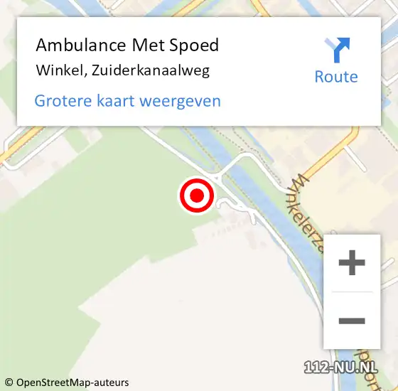 Locatie op kaart van de 112 melding: Ambulance Met Spoed Naar Winkel, Zuiderkanaalweg op 14 november 2021 14:14