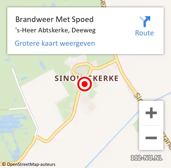 Locatie op kaart van de 112 melding: Brandweer Met Spoed Naar 's-Heer Abtskerke, Deeweg op 14 november 2021 14:32