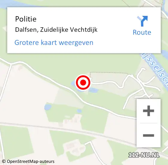 Locatie op kaart van de 112 melding: Politie Dalfsen, Zuidelijke Vechtdijk op 14 november 2021 14:49