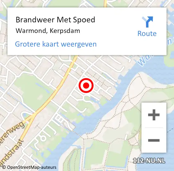 Locatie op kaart van de 112 melding: Brandweer Met Spoed Naar Warmond, Kerpsdam op 14 november 2021 14:53