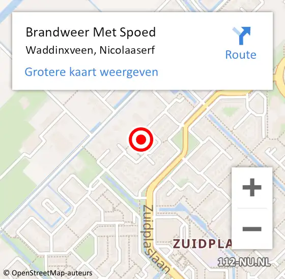 Locatie op kaart van de 112 melding: Brandweer Met Spoed Naar Waddinxveen, Nicolaaserf op 6 oktober 2013 17:38