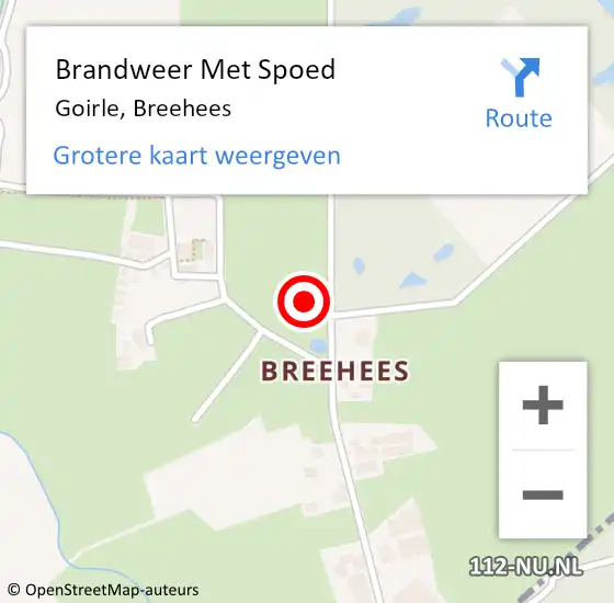 Locatie op kaart van de 112 melding: Brandweer Met Spoed Naar Goirle, Breehees op 14 november 2021 15:16