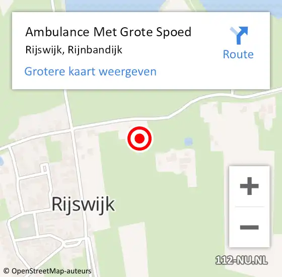 Locatie op kaart van de 112 melding: Ambulance Met Grote Spoed Naar Rijswijk, Rijnbandijk op 14 november 2021 15:58