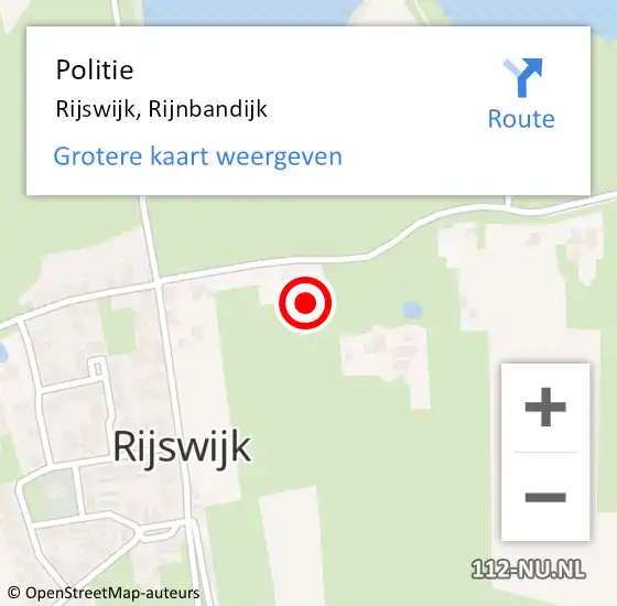 Locatie op kaart van de 112 melding: Politie Rijswijk, Rijnbandijk op 14 november 2021 16:03