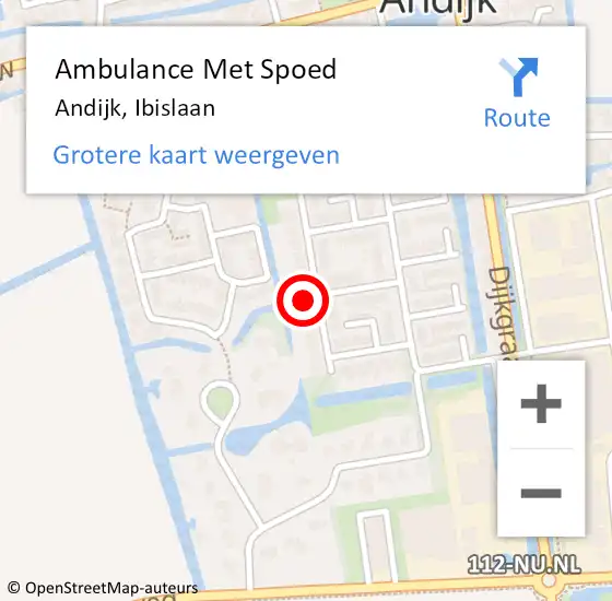 Locatie op kaart van de 112 melding: Ambulance Met Spoed Naar Andijk, Ibislaan op 14 november 2021 16:21