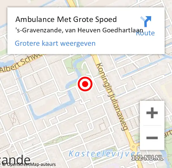 Locatie op kaart van de 112 melding: Ambulance Met Grote Spoed Naar 's-Gravenzande, van Heuven Goedhartlaan op 14 november 2021 16:50