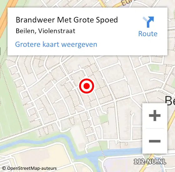 Locatie op kaart van de 112 melding: Brandweer Met Grote Spoed Naar Beilen, Violenstraat op 14 november 2021 17:09