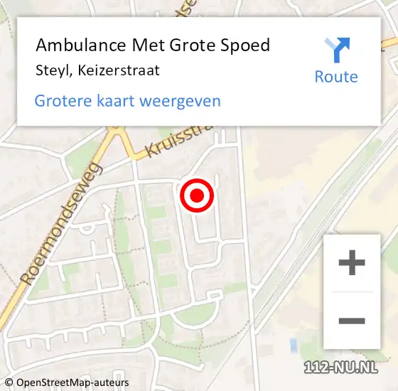 Locatie op kaart van de 112 melding: Ambulance Met Grote Spoed Naar Steyl, Keizerstraat op 14 november 2021 17:21
