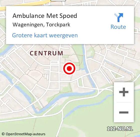 Locatie op kaart van de 112 melding: Ambulance Met Spoed Naar Wageningen, Torckpark op 14 november 2021 17:37