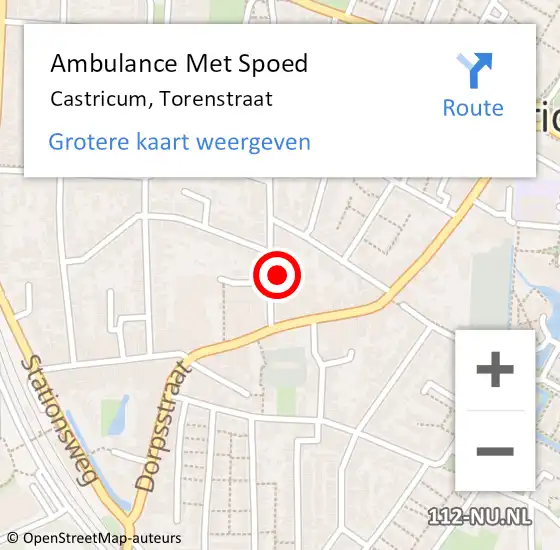 Locatie op kaart van de 112 melding: Ambulance Met Spoed Naar Castricum, Torenstraat op 14 november 2021 17:39