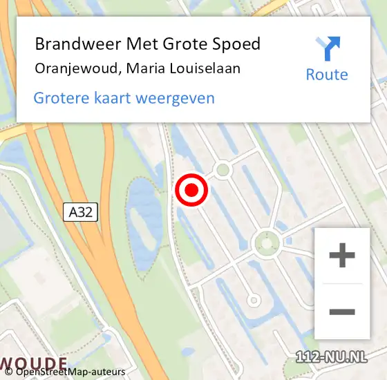 Locatie op kaart van de 112 melding: Brandweer Met Grote Spoed Naar Oranjewoud, Maria Louiselaan op 14 november 2021 17:42