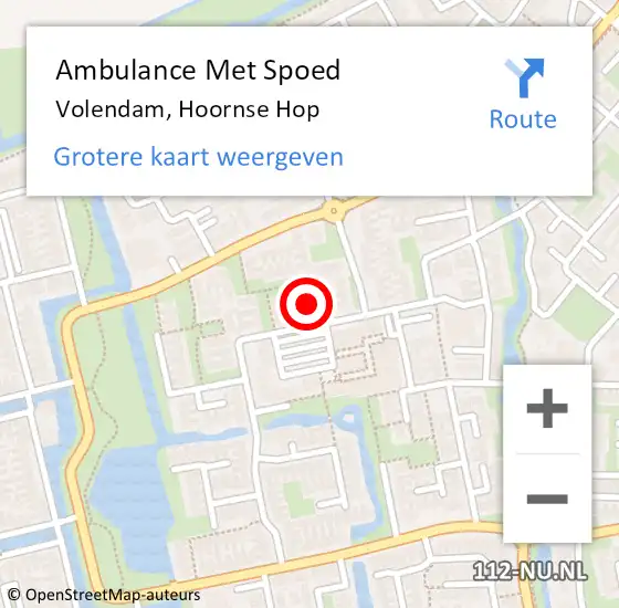 Locatie op kaart van de 112 melding: Ambulance Met Spoed Naar Volendam, Hoornse Hop op 14 november 2021 17:56