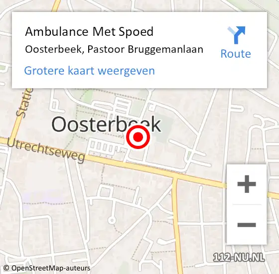 Locatie op kaart van de 112 melding: Ambulance Met Spoed Naar Oosterbeek, Pastoor Bruggemanlaan op 14 november 2021 18:18