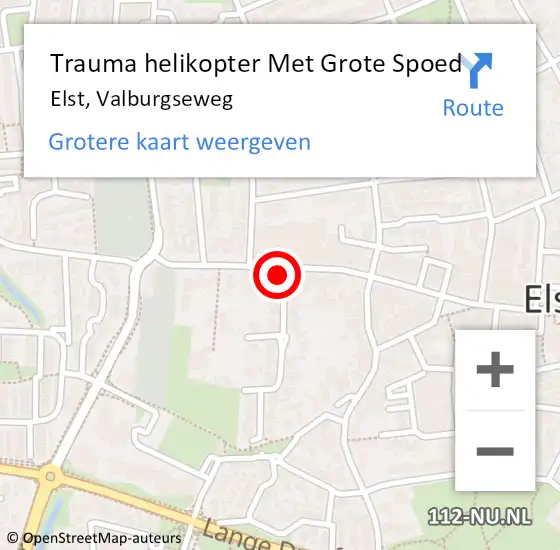 Locatie op kaart van de 112 melding: Trauma helikopter Met Grote Spoed Naar Elst, Valburgseweg op 14 november 2021 18:19