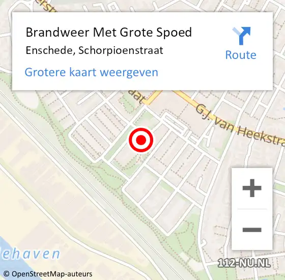 Locatie op kaart van de 112 melding: Brandweer Met Grote Spoed Naar Enschede, Schorpioenstraat op 14 november 2021 18:46