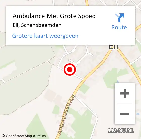 Locatie op kaart van de 112 melding: Ambulance Met Grote Spoed Naar Ell, Schansbeemden op 14 november 2021 19:21