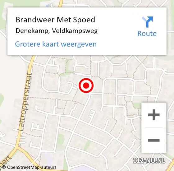 Locatie op kaart van de 112 melding: Brandweer Met Spoed Naar Denekamp, Veldkampsweg op 14 november 2021 19:24