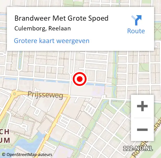 Locatie op kaart van de 112 melding: Brandweer Met Grote Spoed Naar Culemborg, Reelaan op 14 november 2021 19:25