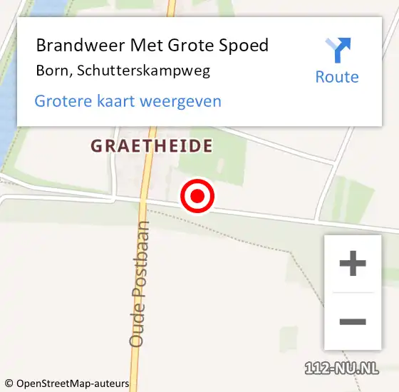 Locatie op kaart van de 112 melding: Brandweer Met Grote Spoed Naar Born, Schutterskampweg op 14 november 2021 19:30