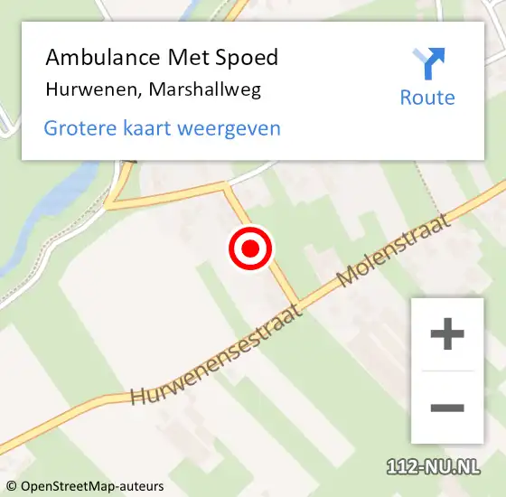 Locatie op kaart van de 112 melding: Ambulance Met Spoed Naar Hurwenen, Marshallweg op 14 november 2021 19:34