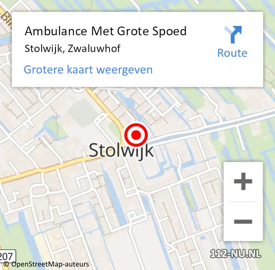 Locatie op kaart van de 112 melding: Ambulance Met Grote Spoed Naar Stolwijk, Zwaluwhof op 14 november 2021 19:39
