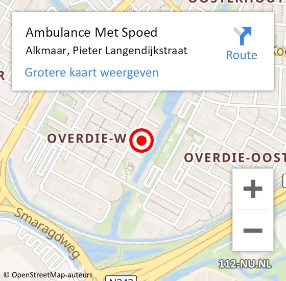 Locatie op kaart van de 112 melding: Ambulance Met Spoed Naar Alkmaar, Pieter Langendijkstraat op 14 november 2021 19:40