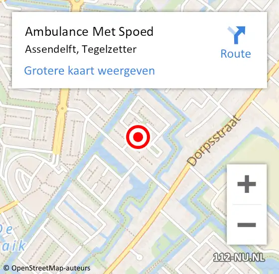 Locatie op kaart van de 112 melding: Ambulance Met Spoed Naar Assendelft, Tegelzetter op 14 november 2021 20:12