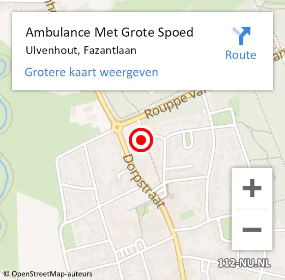 Locatie op kaart van de 112 melding: Ambulance Met Grote Spoed Naar Ulvenhout, Fazantlaan op 29 juni 2014 11:04