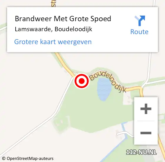 Locatie op kaart van de 112 melding: Brandweer Met Grote Spoed Naar Lamswaarde, Boudeloodijk op 14 november 2021 21:13