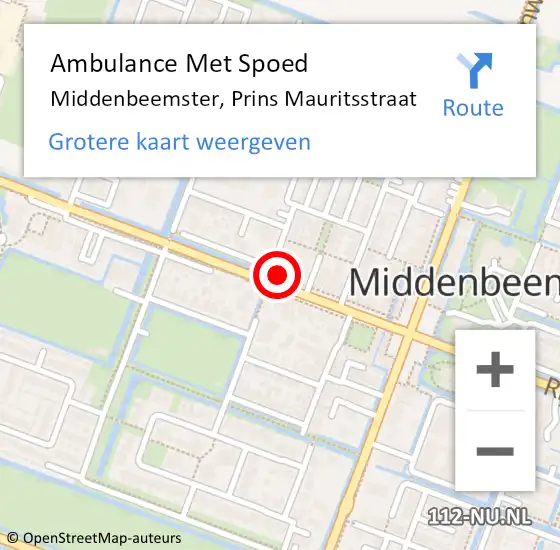 Locatie op kaart van de 112 melding: Ambulance Met Spoed Naar Middenbeemster, Prins Mauritsstraat op 14 november 2021 22:12