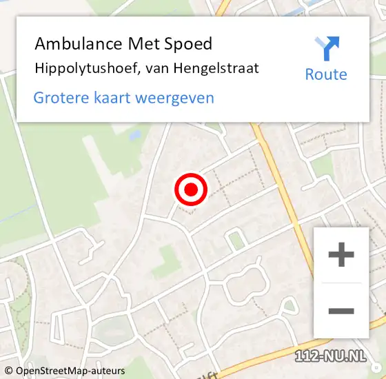 Locatie op kaart van de 112 melding: Ambulance Met Spoed Naar Hippolytushoef, van Hengelstraat op 14 november 2021 22:20