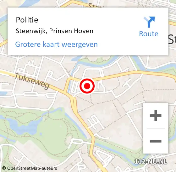 Locatie op kaart van de 112 melding: Politie Steenwijk, Prinsen Hoven op 14 november 2021 22:42