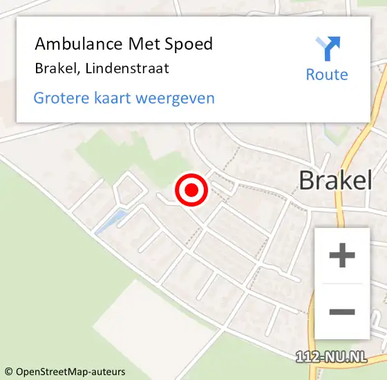 Locatie op kaart van de 112 melding: Ambulance Met Spoed Naar Brakel, Lindenstraat op 14 november 2021 23:11