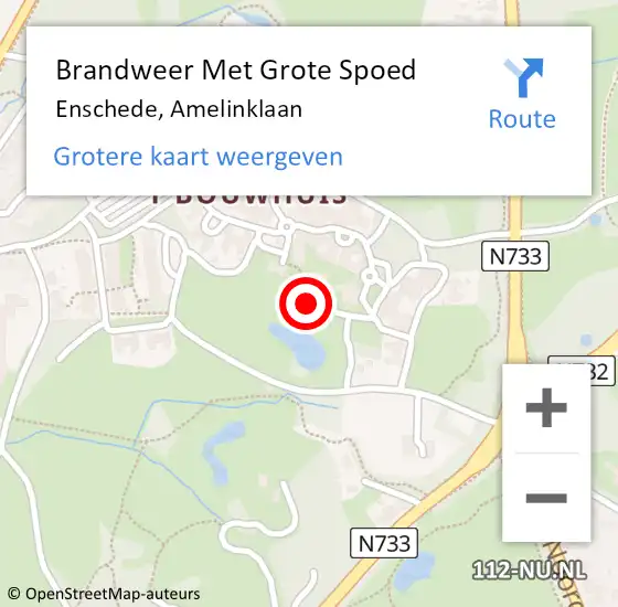 Locatie op kaart van de 112 melding: Brandweer Met Grote Spoed Naar Enschede, Amelinklaan op 14 november 2021 23:18