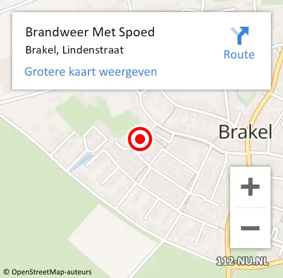 Locatie op kaart van de 112 melding: Brandweer Met Spoed Naar Brakel, Lindenstraat op 14 november 2021 23:34