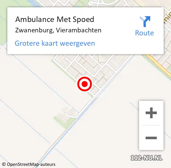 Locatie op kaart van de 112 melding: Ambulance Met Spoed Naar Zwanenburg, Vierambachten op 14 november 2021 23:39