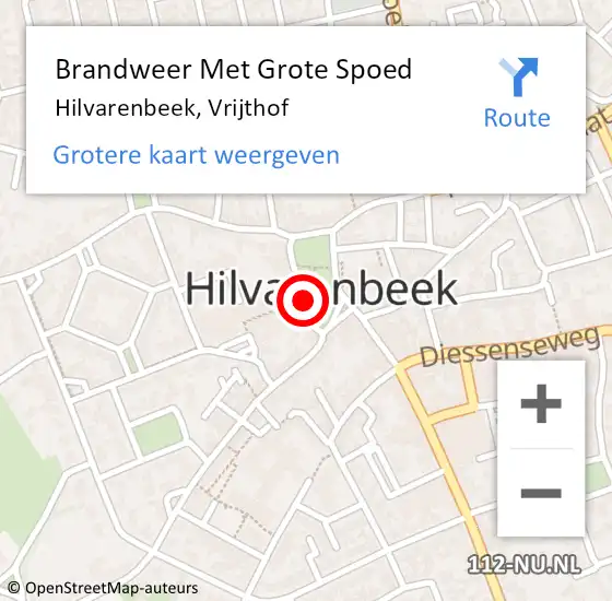 Locatie op kaart van de 112 melding: Brandweer Met Grote Spoed Naar Hilvarenbeek, Vrijthof op 14 november 2021 23:55